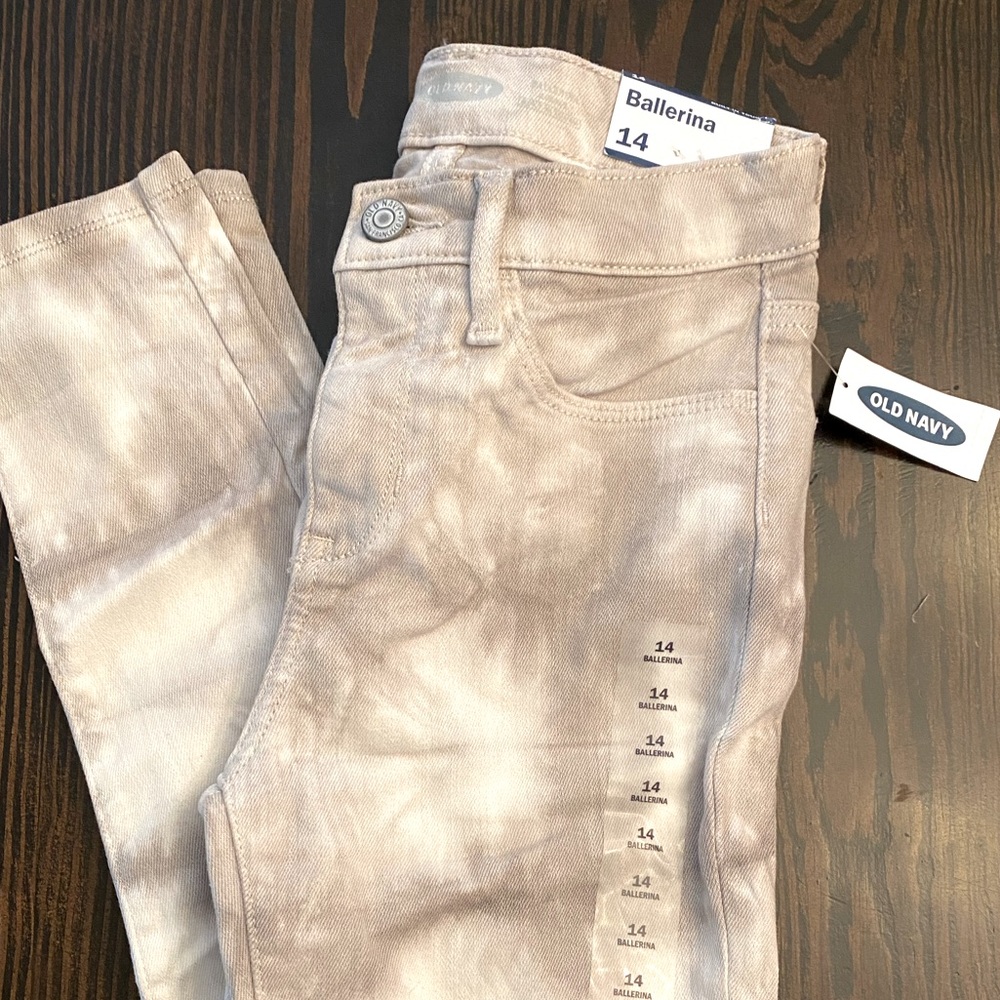 NWT Old Navy Ballerina jeans grey tie dye sz14girl